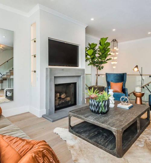 image of bay area living room remodel fireplace